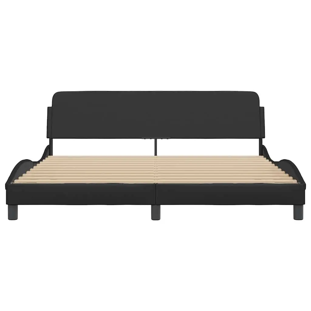 Bed Frame with Headboard for Bedroom 180x200 cm Black Faux Leather