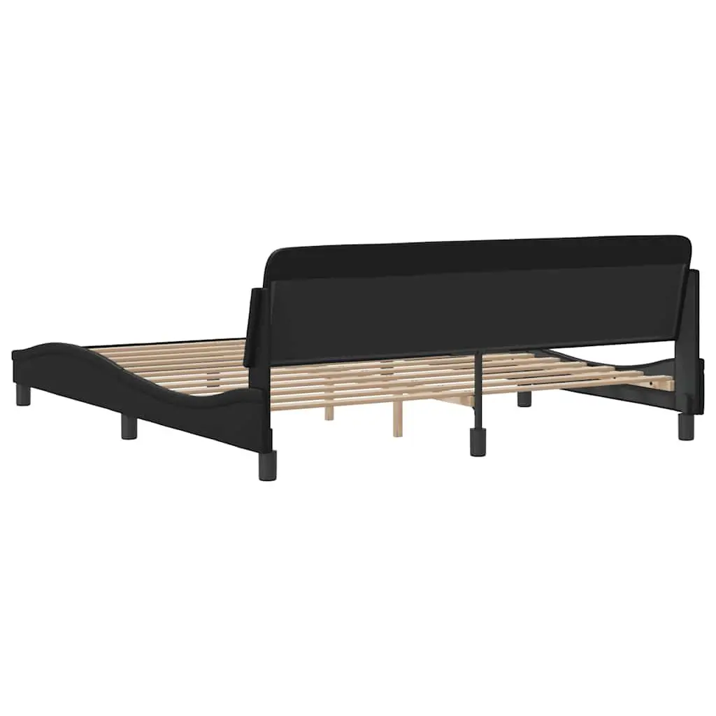 Bed Frame with Headboard for Bedroom 180x200 cm Black Faux Leather