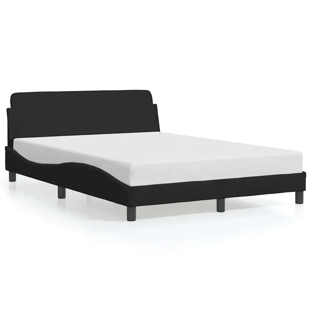 Double Bed Frame with Headboard 137x190 cm in Black Velvet