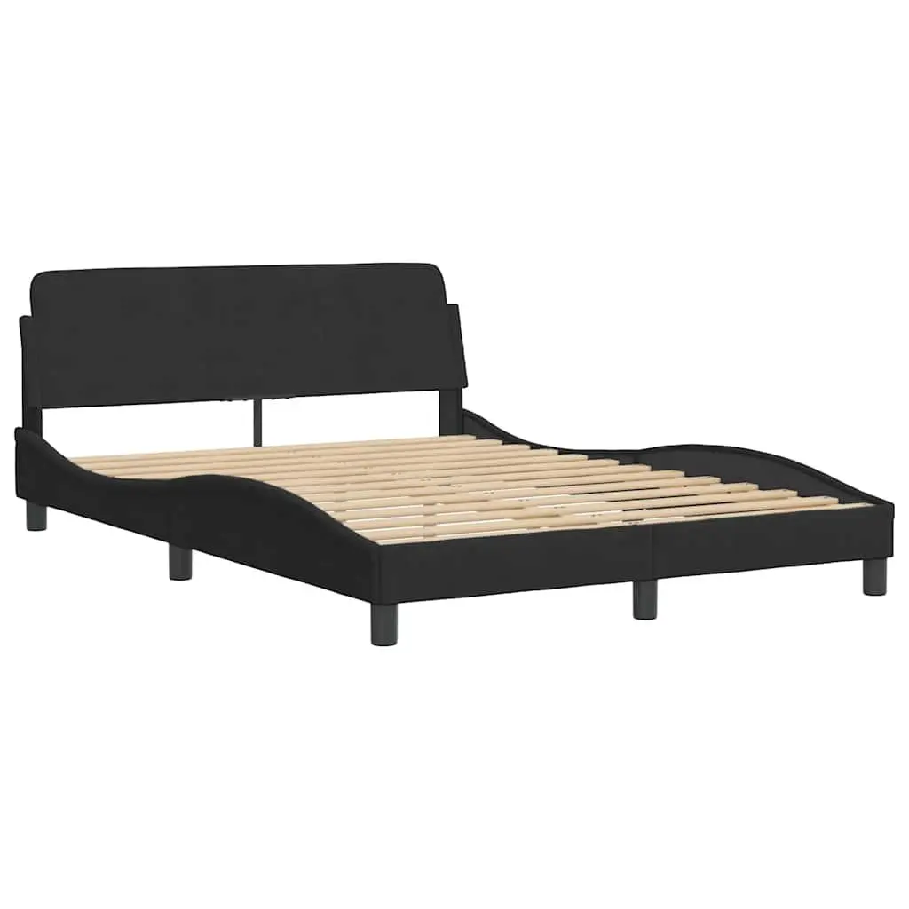 Double Bed Frame with Headboard 137x190 cm in Black Velvet