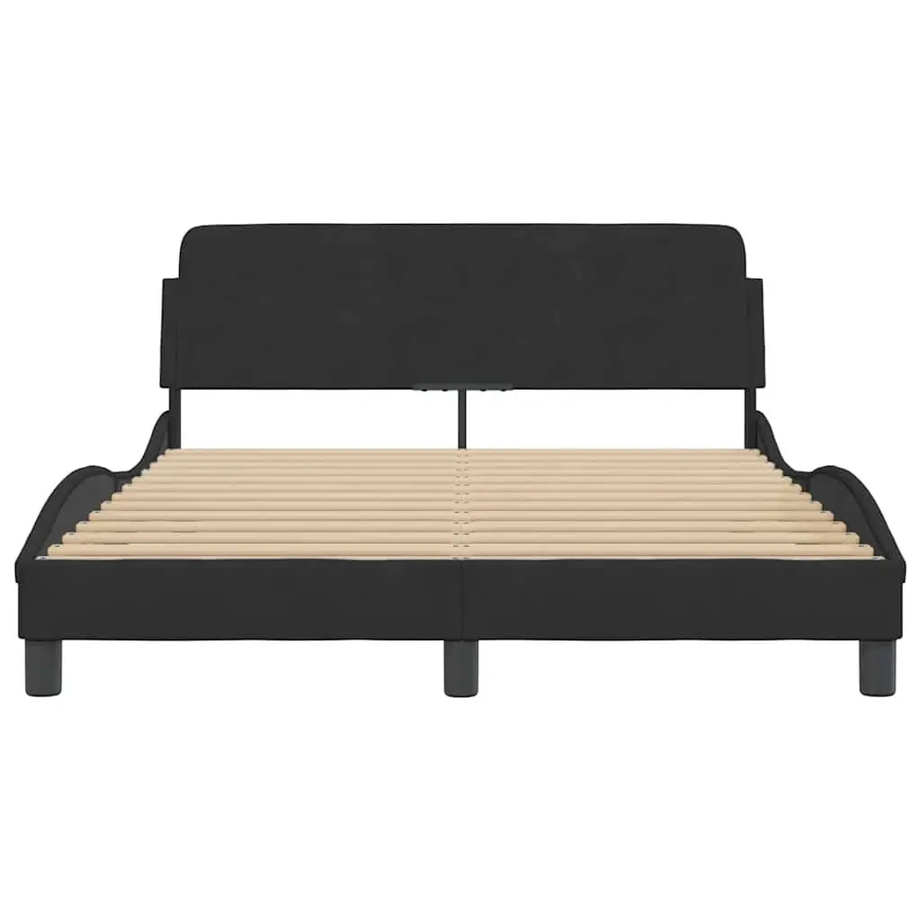 Double Bed Frame with Headboard 137x190 cm in Black Velvet