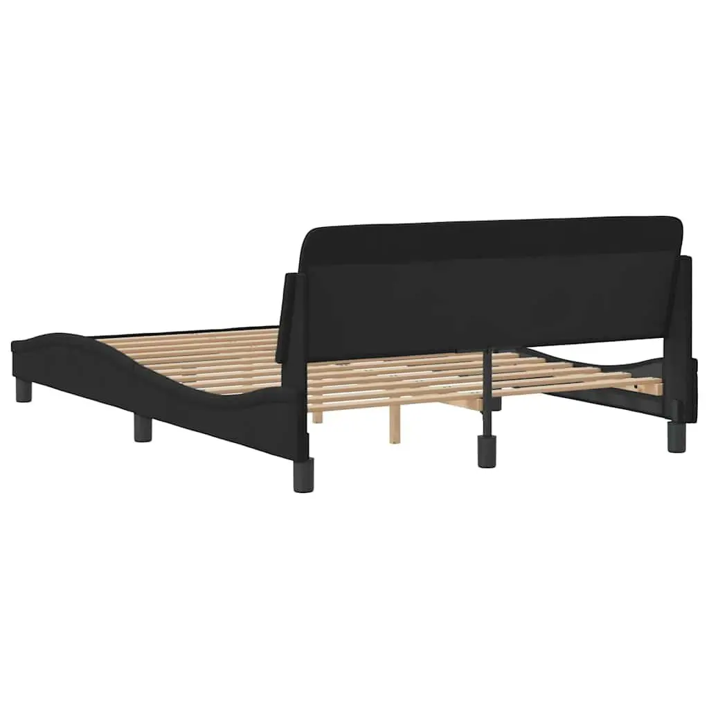 Double Bed Frame with Headboard 137x190 cm in Black Velvet