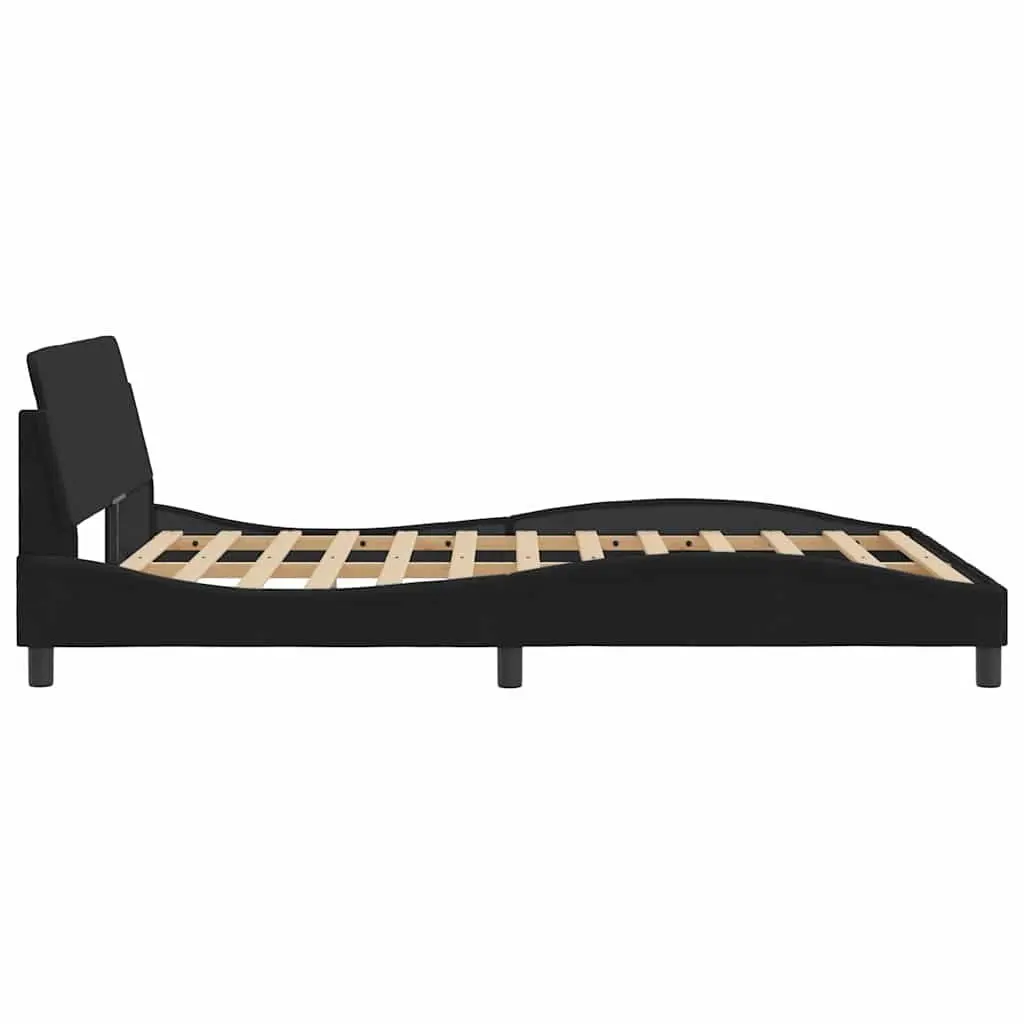 Double Bed Frame with Headboard 137x190 cm in Black Velvet