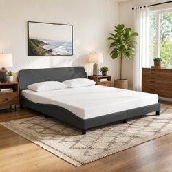 Queen Bed Frame Specifications: 152x203 cm with Dark Grey Upholstery