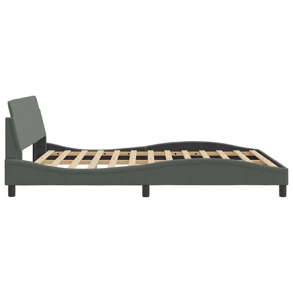 Queen Bed Frame Dark Grey Fabric Headboard 152x203 cm Bedroom Furniture