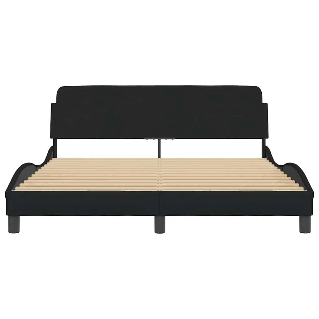 Queen Bed Frame Black Fabric Headboard Bedroom 152 x 203 cm