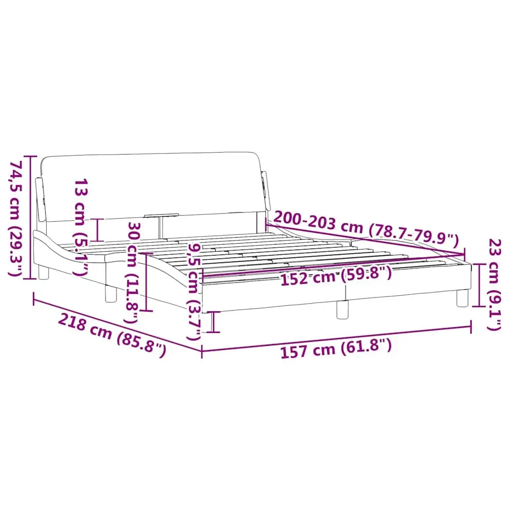 Queen Bed Frame Black Fabric Headboard Bedroom 152 x 203 cm