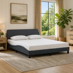 Queen Bed Frame Specifications: Grey Velvet, 152x203cm