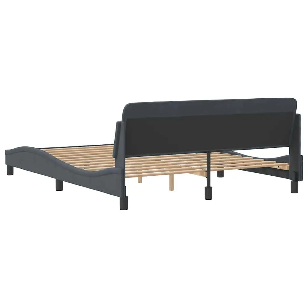 Queen Bed Frame Grey Velvet Headboard 152x203cm Bedroom Furniture Slat Support