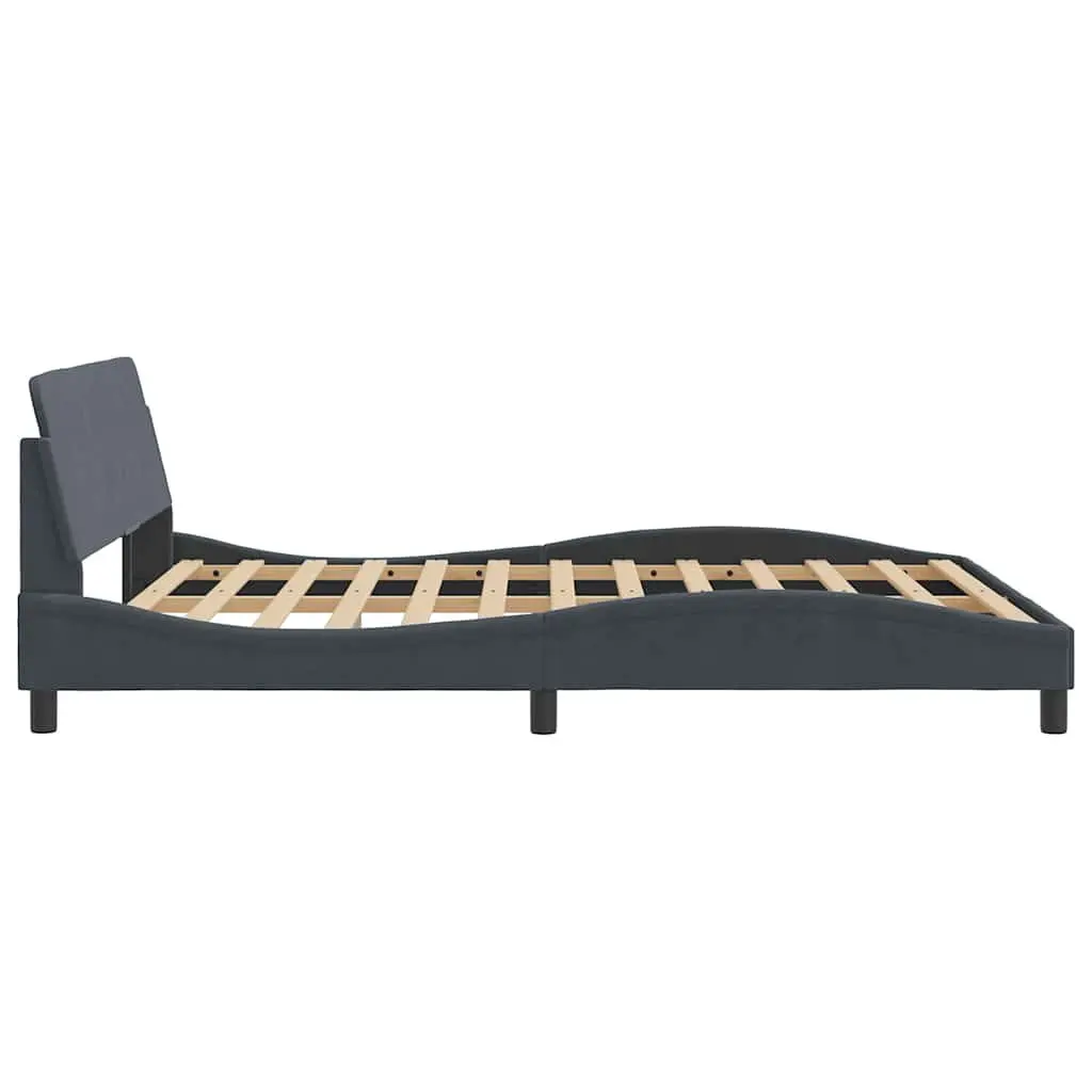 Queen Bed Frame Grey Velvet Headboard 152x203cm Bedroom Furniture Slat Support