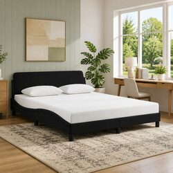 Queen Bed Frame Specifications: Black Velvet & Sturdy Slats