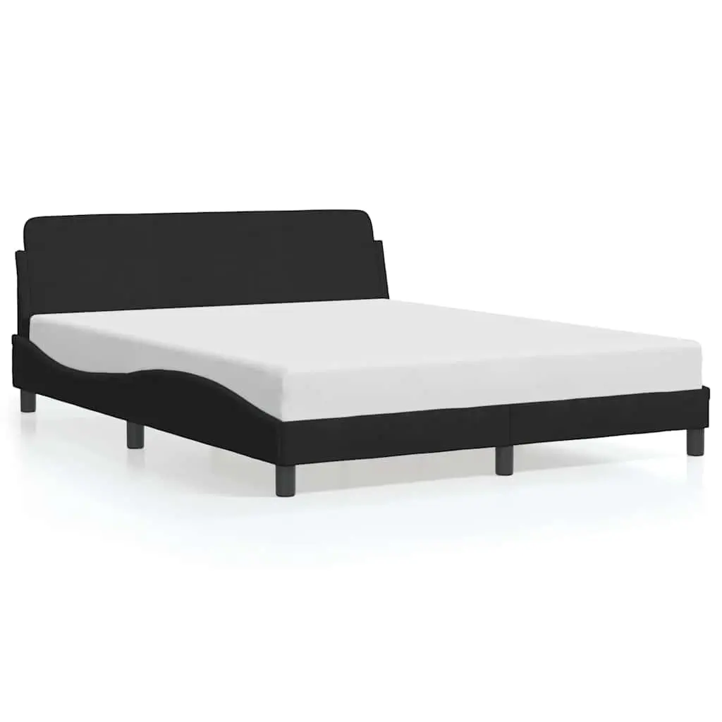 Queen Bed Frame Black Velvet Headboard 152x203cm Bedroom Furniture