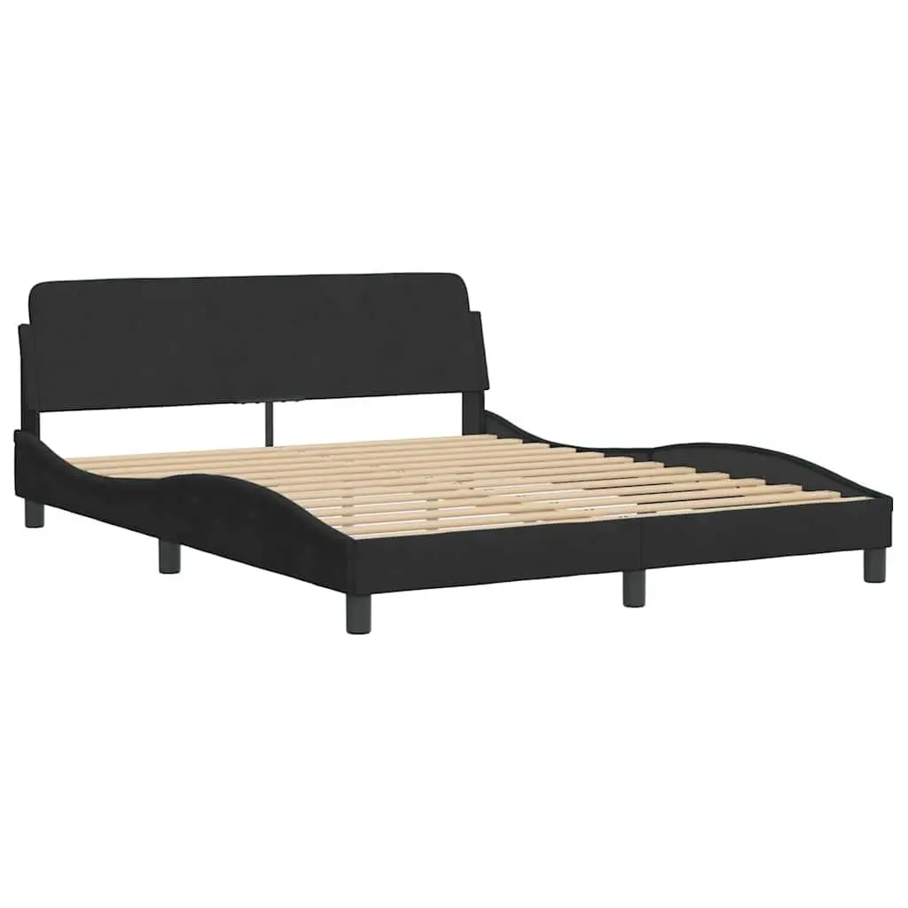 Queen Bed Frame Black Velvet Headboard 152x203cm Bedroom Furniture