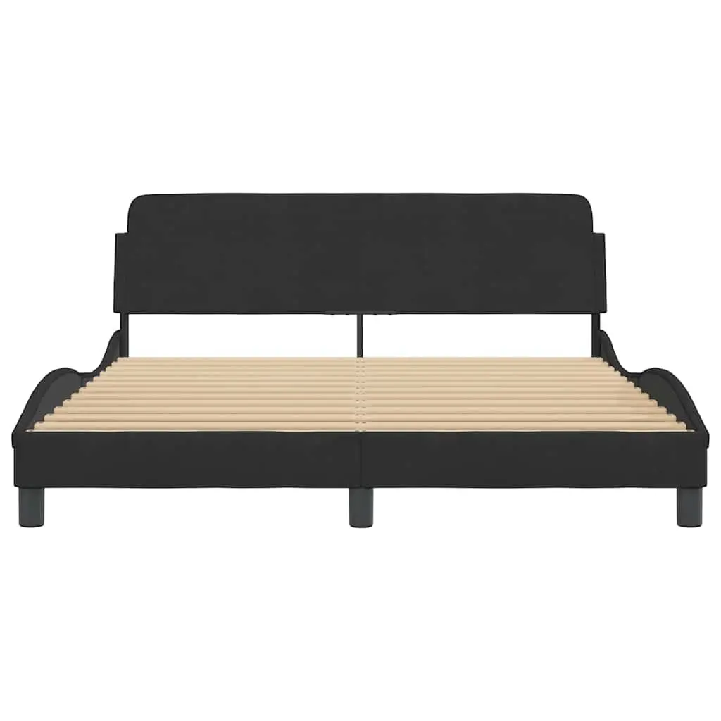 Queen Bed Frame Black Velvet Headboard 152x203cm Bedroom Furniture