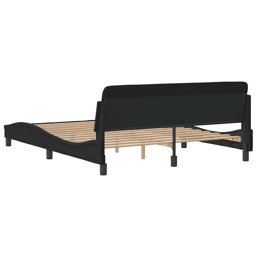 Queen Bed Frame Black Velvet Headboard 152x203cm Bedroom Furniture