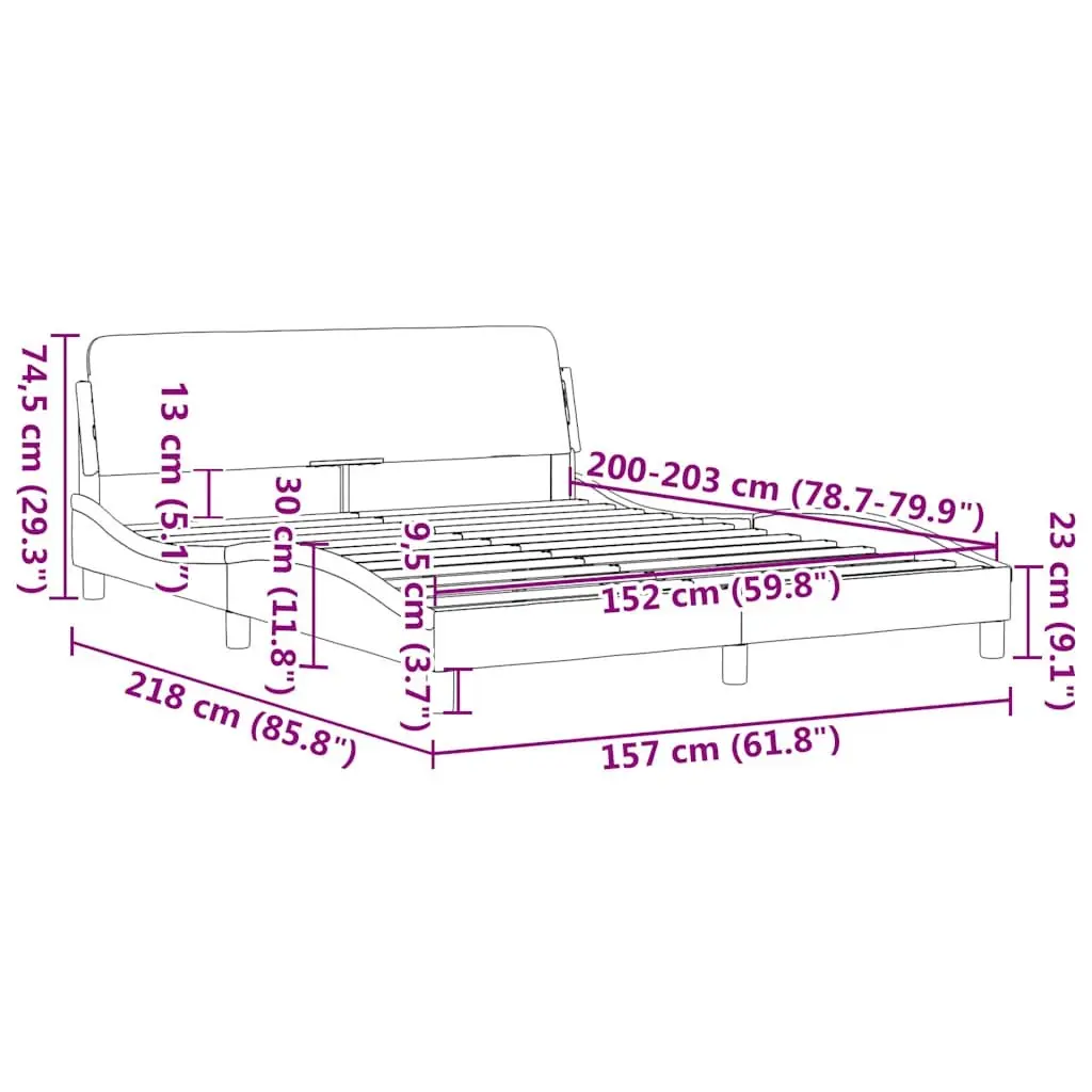 Queen Bed Frame Black 152x203 cm Faux Leather Headboard Bedroom Furniture