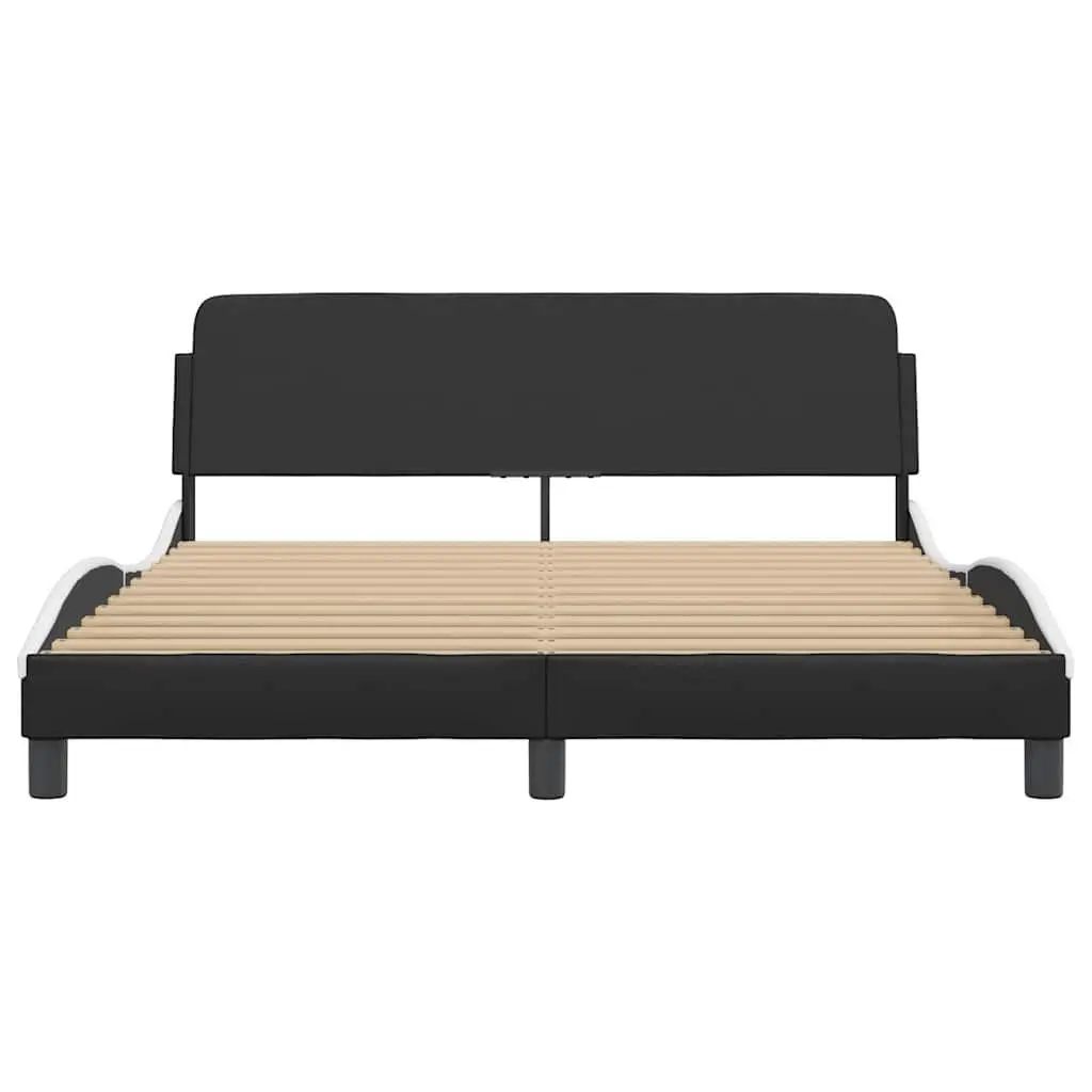 Queen Bed Frame Black Faux Leather Headboard 152x203cm Bedroom Furniture