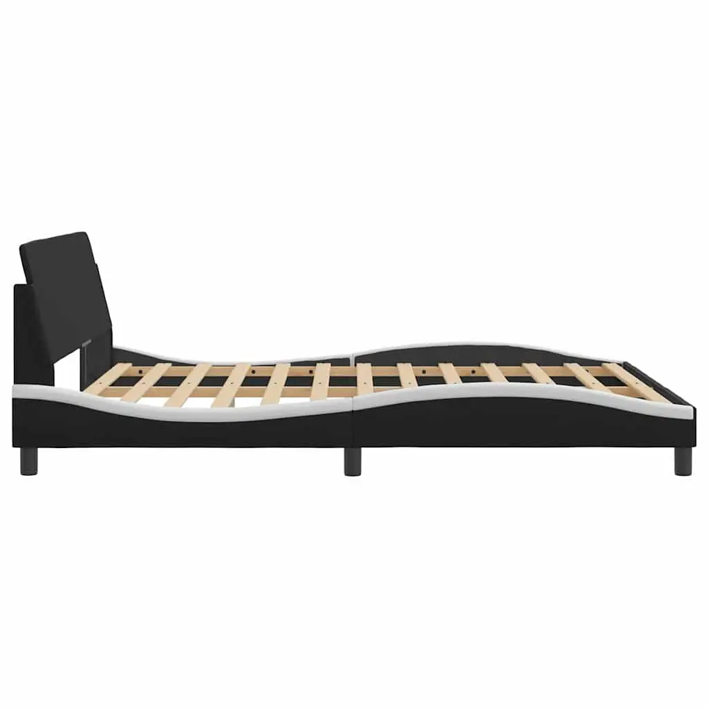 Queen Bed Frame Black Faux Leather Headboard 152x203cm Bedroom Furniture