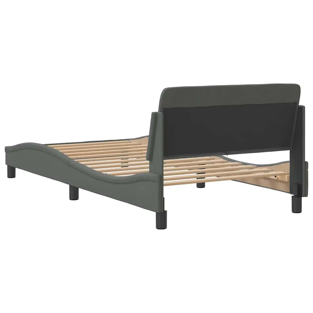 King Single Bed Frame with Headboard Dark Grey Fabric Bedroom 107 x 203 cm