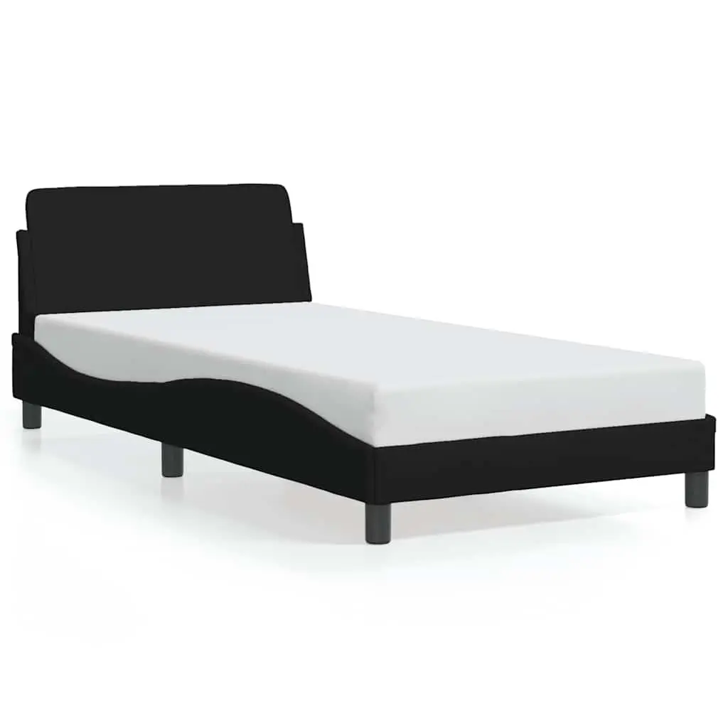 King Single Bed Frame with Headboard Black Fabric Bedroom 107 x 203 cm