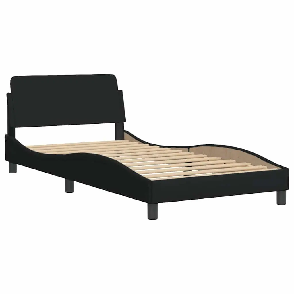King Single Bed Frame with Headboard Black Fabric Bedroom 107 x 203 cm