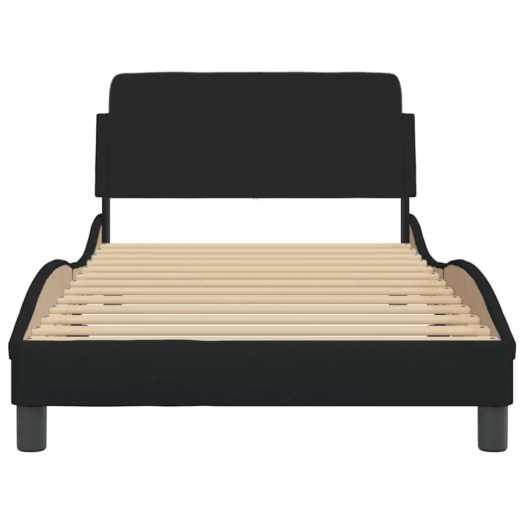 King Single Bed Frame with Headboard Black Fabric Bedroom 107 x 203 cm