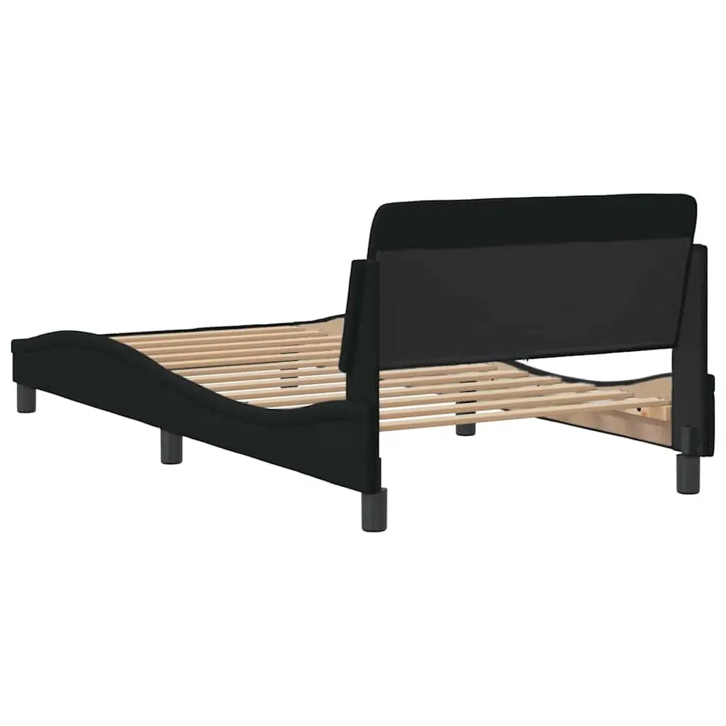 King Single Bed Frame with Headboard Black Fabric Bedroom 107 x 203 cm