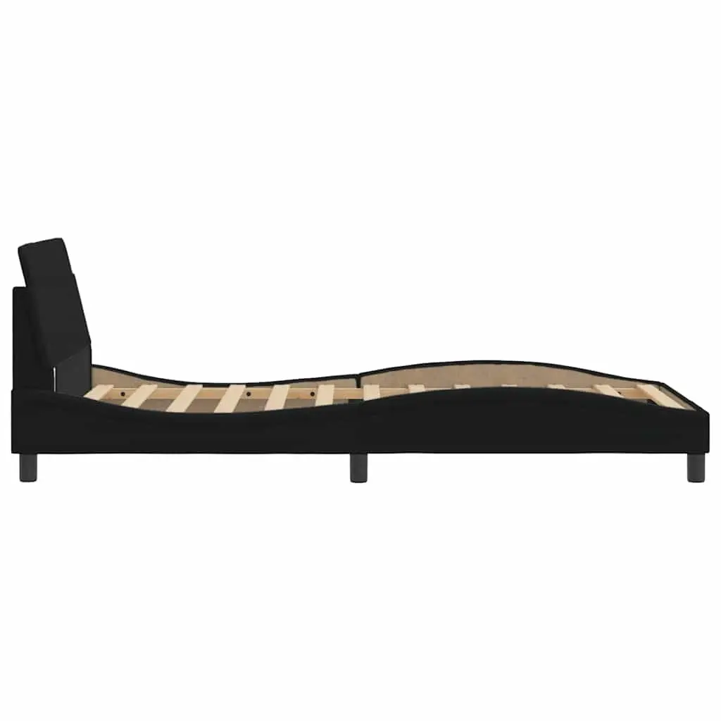 King Single Bed Frame with Headboard Black Fabric Bedroom 107 x 203 cm
