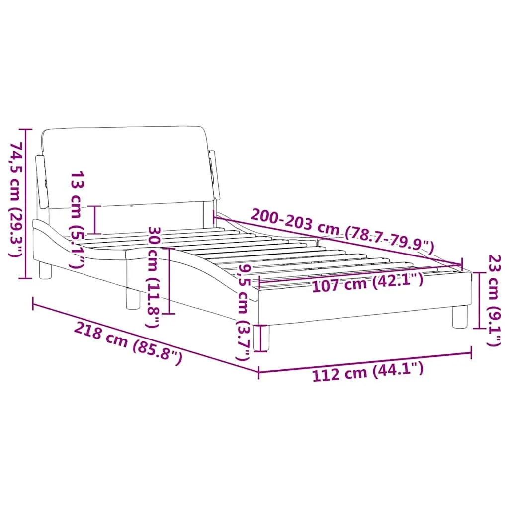 King Single Bed Frame with Headboard Black Fabric Bedroom 107 x 203 cm