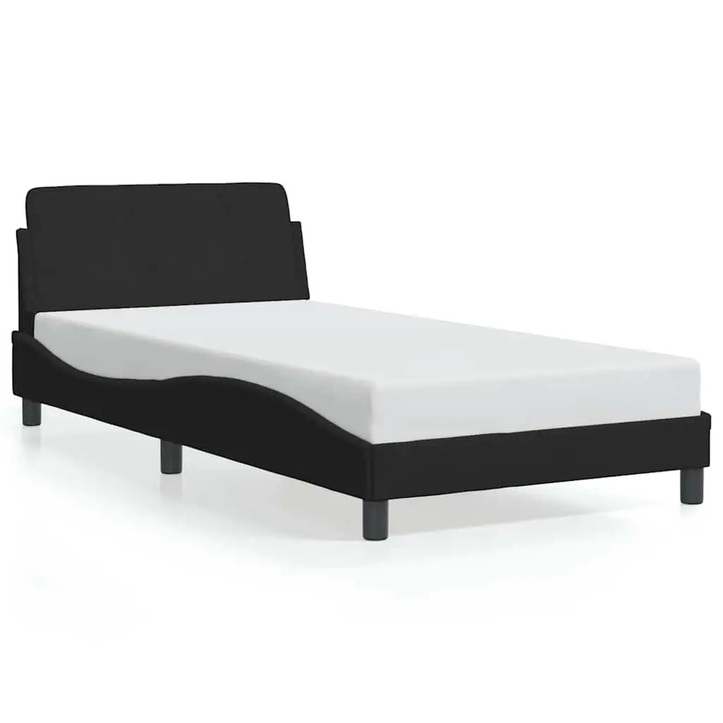 King Single Bed Frame Black Velvet Headboard Upholstered Modern Bedroom