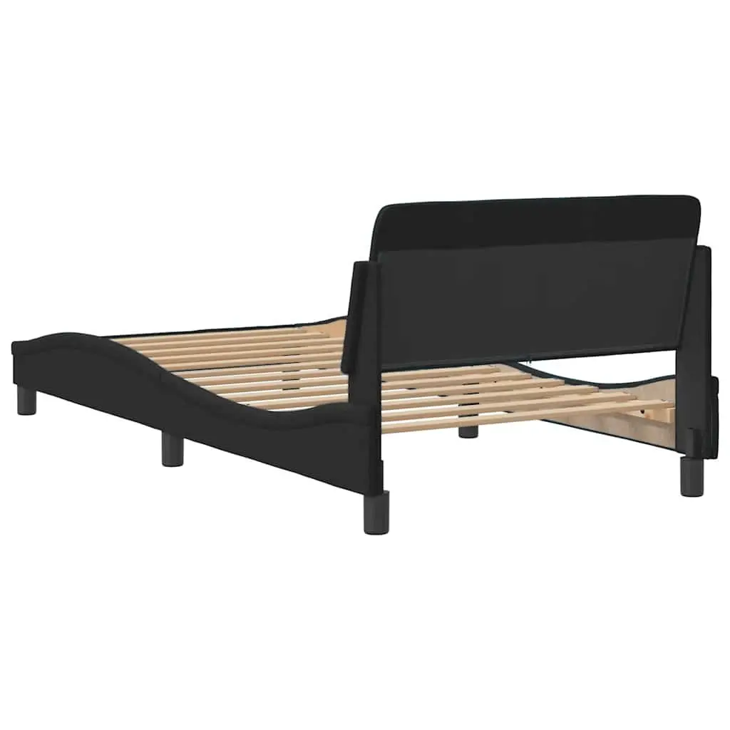 King Single Bed Frame Black Velvet Headboard Upholstered Modern Bedroom