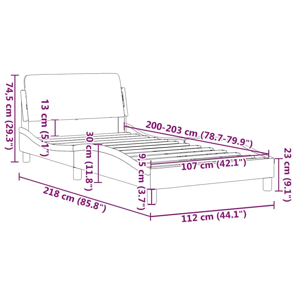 King Single Bed Frame Black Velvet Headboard Upholstered Modern Bedroom
