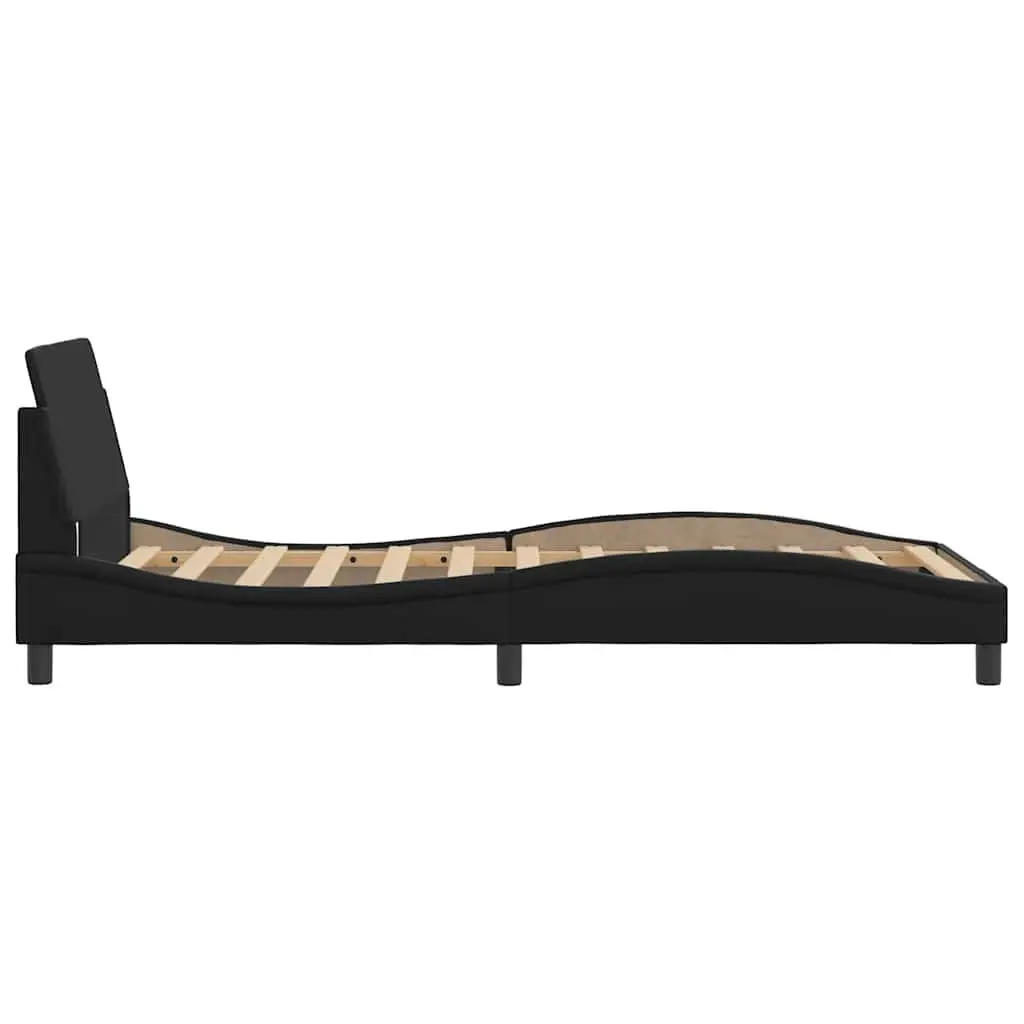 King Single Bed Frame with Headboard Black Faux Leather Modern Bedroom Furniture