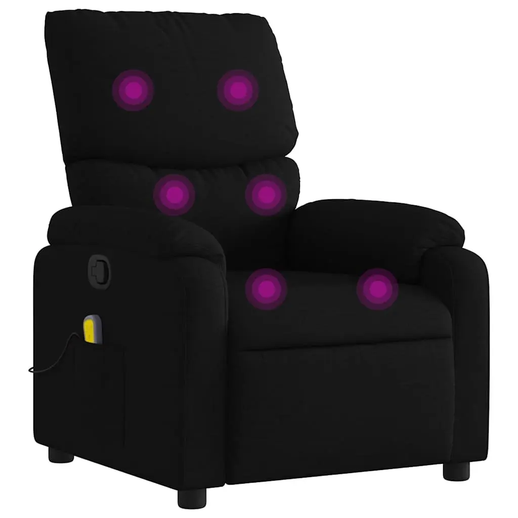 Massage Recliner Chair Living Room Bedroom Black Fabric Manual Recline Vibration 6 Points