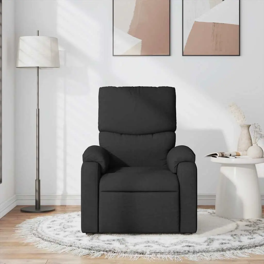 Massage Recliner Chair Living Room Bedroom Black Fabric Manual Recline Vibration 6 Points