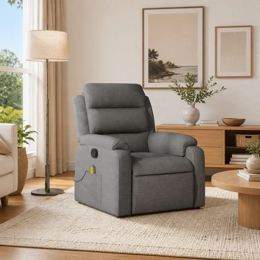 Grey Fabric Manual Reclining Massage Chair