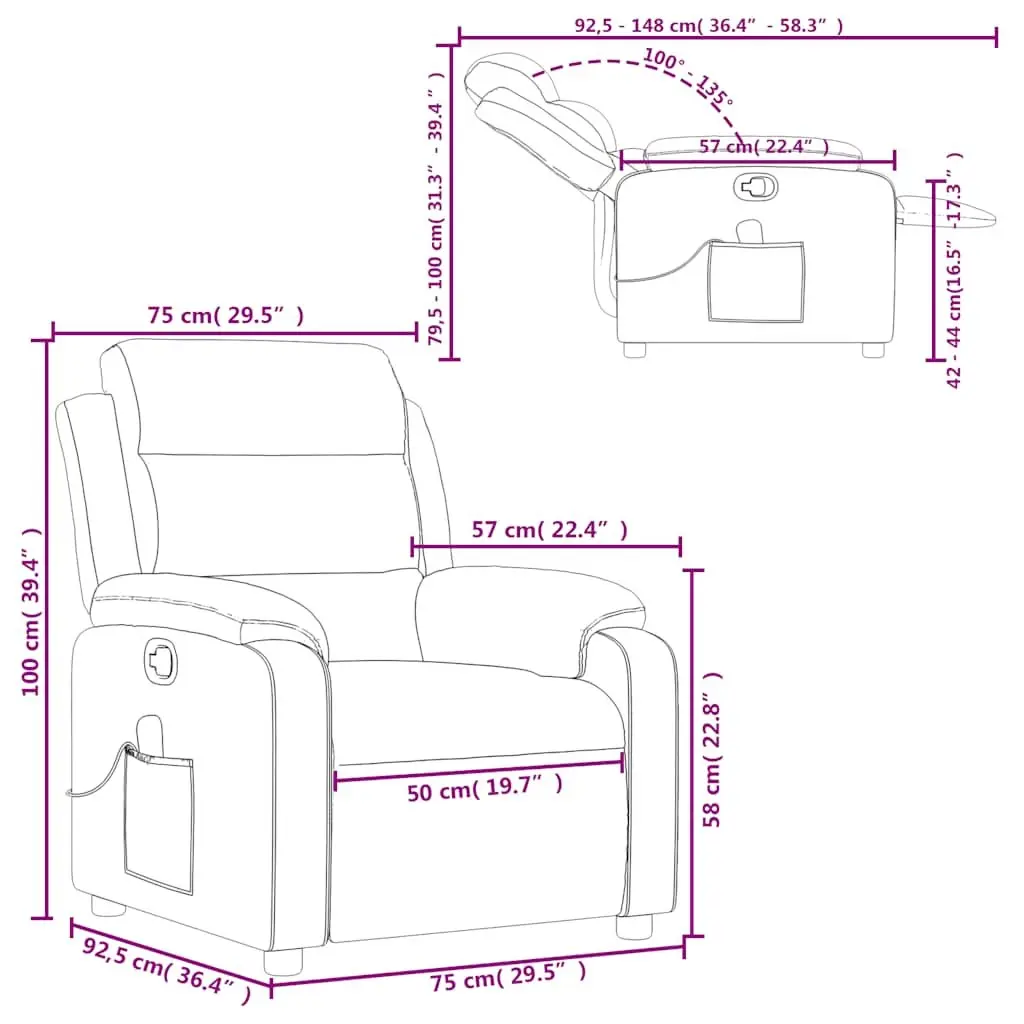Grey Fabric Manual Reclining Massage Chair