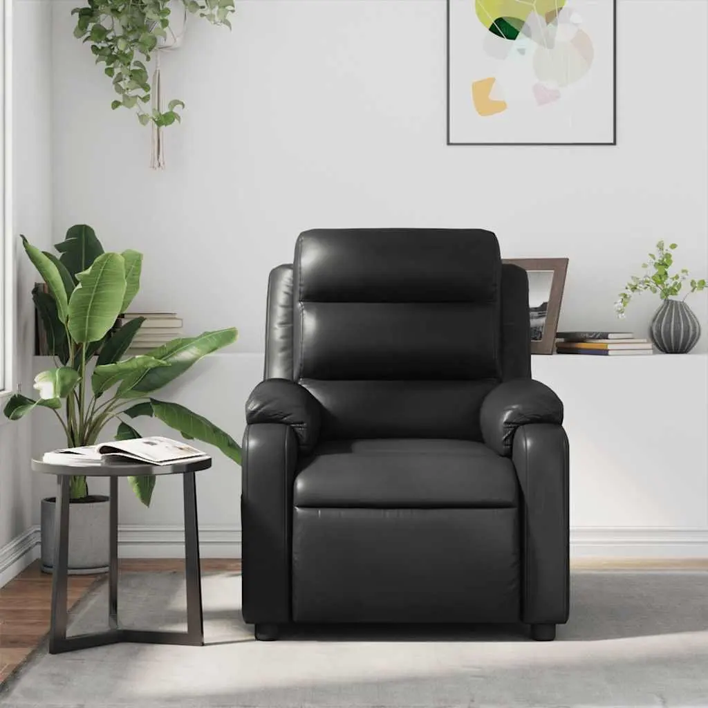 Massage Recliner Chair Living Room Black Faux Leather Manual Reclining 135 Degrees