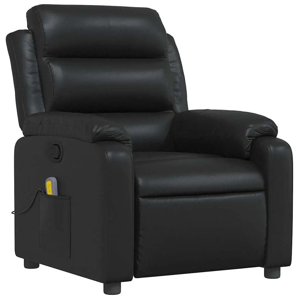 Massage Recliner Chair Living Room Black Faux Leather Manual Reclining 135 Degrees