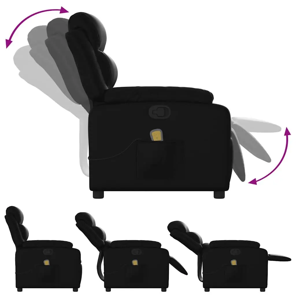 Massage Recliner Chair Living Room Black Faux Leather Manual Reclining 135 Degrees