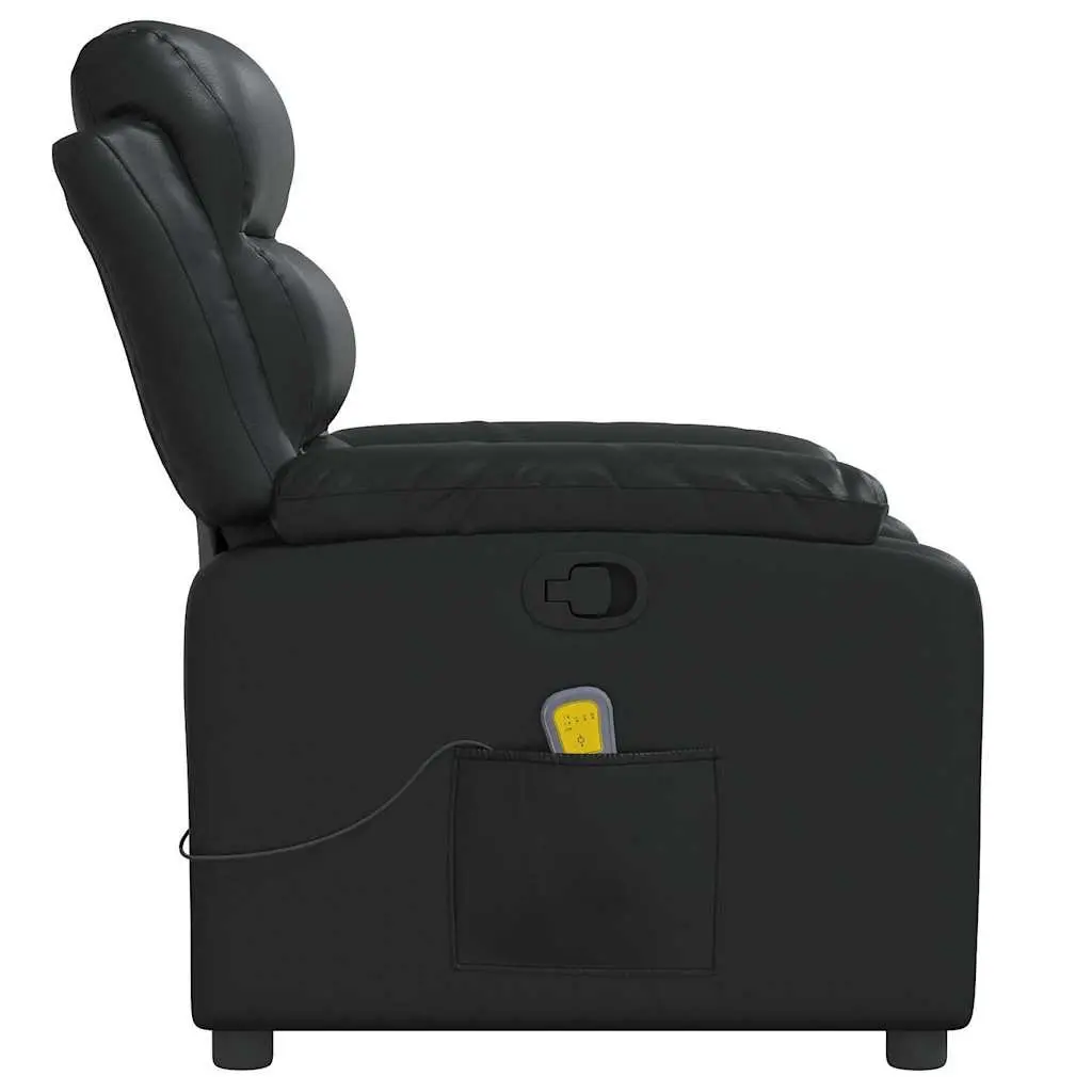 Massage Recliner Chair Living Room Black Faux Leather Manual Reclining 135 Degrees