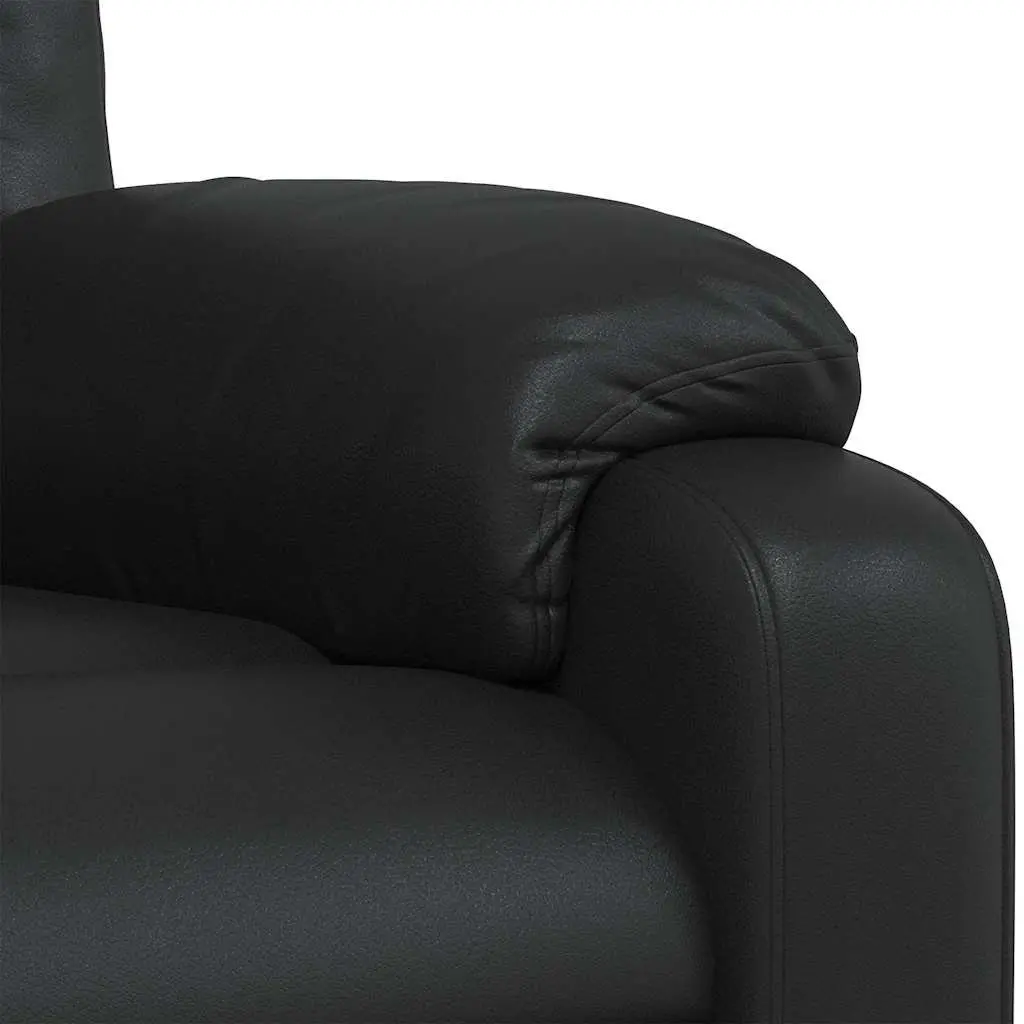 Massage Recliner Chair Living Room Black Faux Leather Manual Reclining 135 Degrees