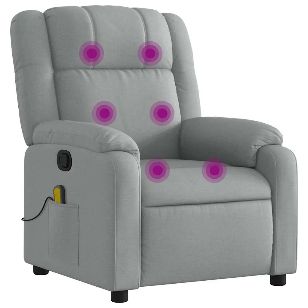 Light Grey Fabric Massage Recliner Chair