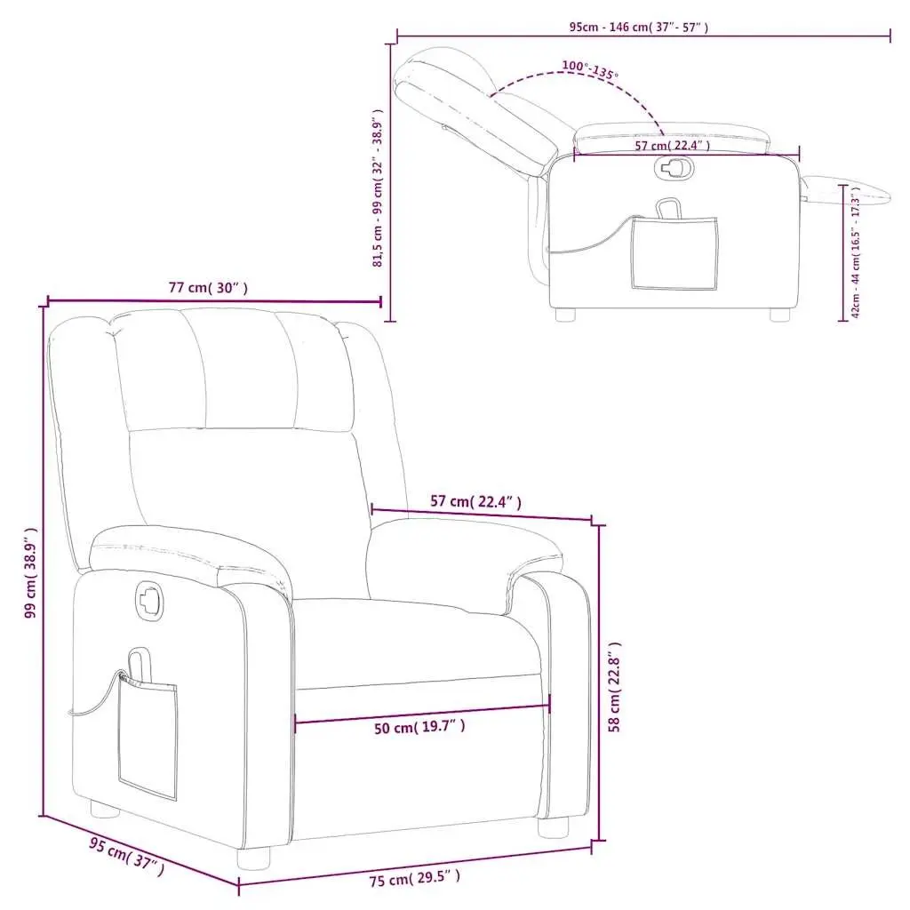 Light Grey Fabric Massage Recliner Chair