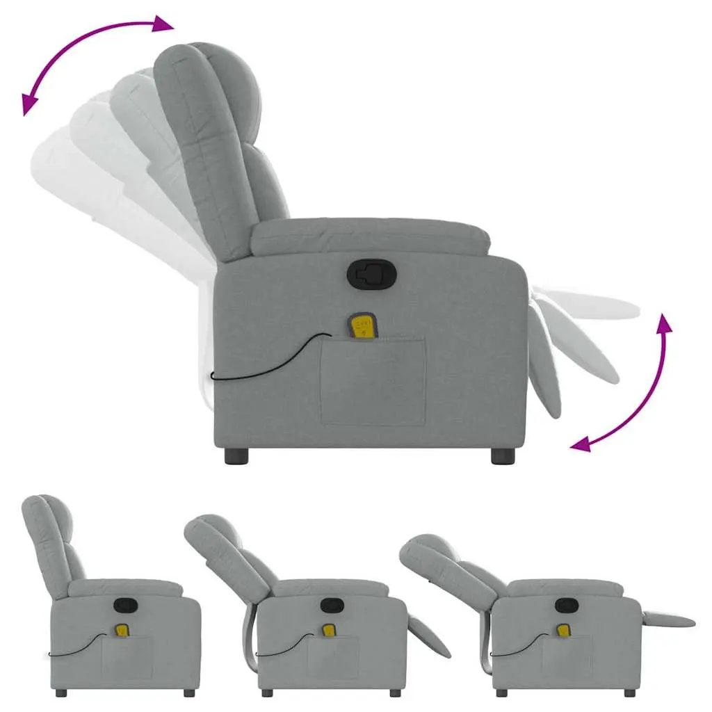 Light Grey Fabric Massage Recliner Chair