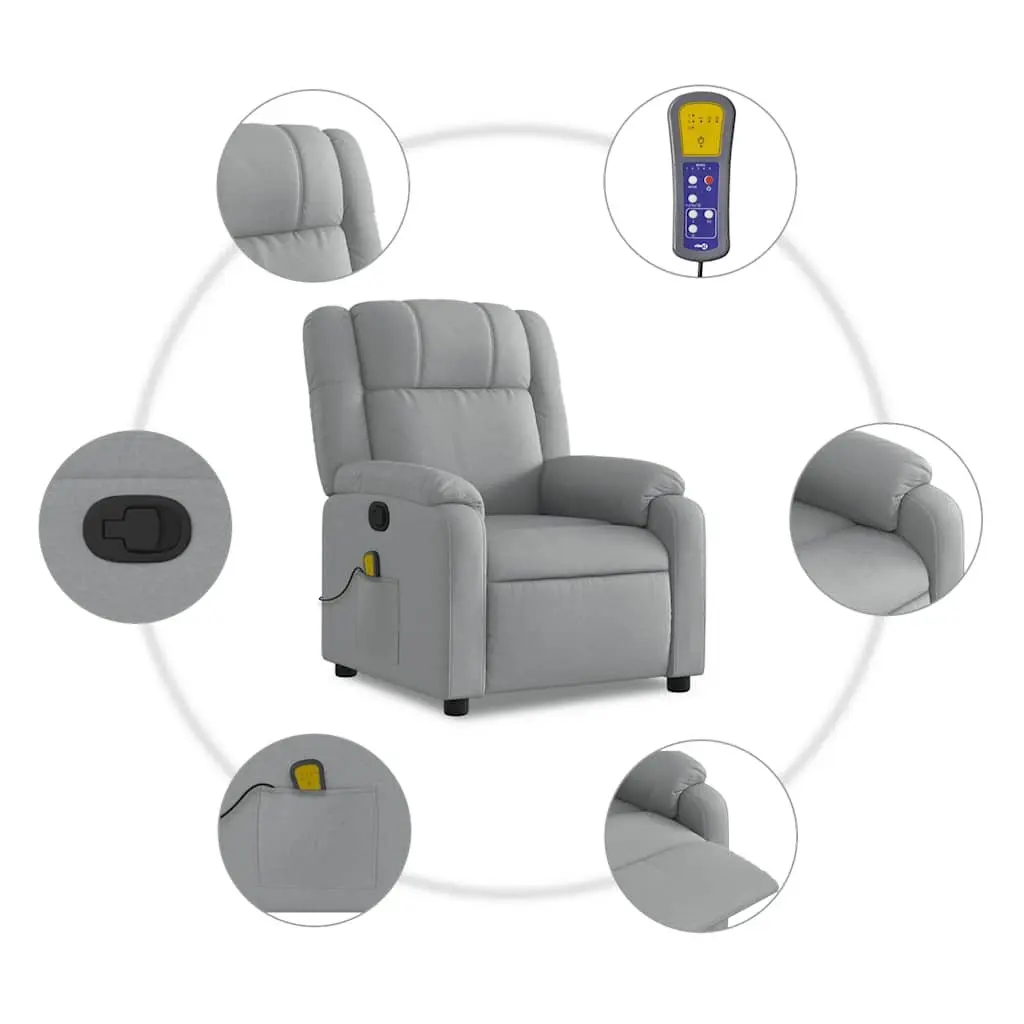 Light Grey Fabric Massage Recliner Chair