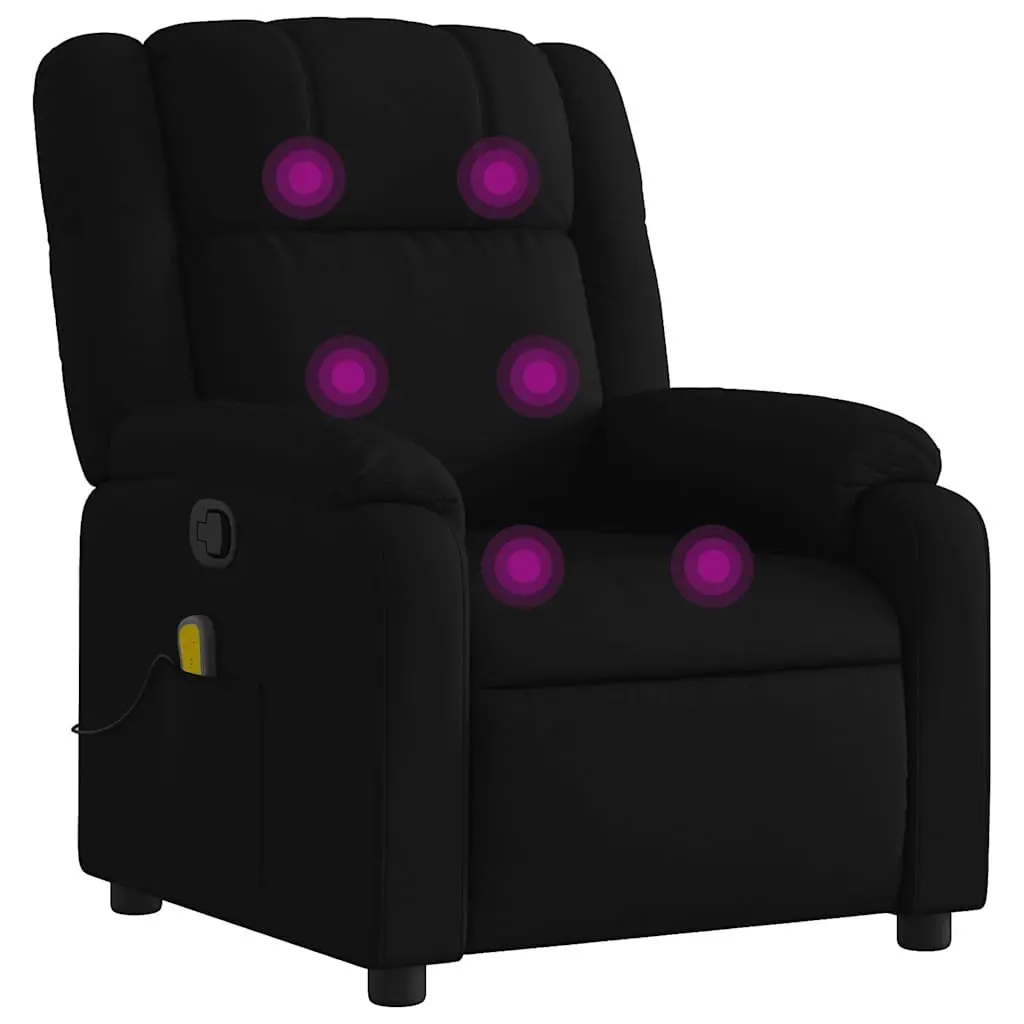 Massage Recliner Chair for Living Room Black Fabric Manual Vibration Lounge Seat