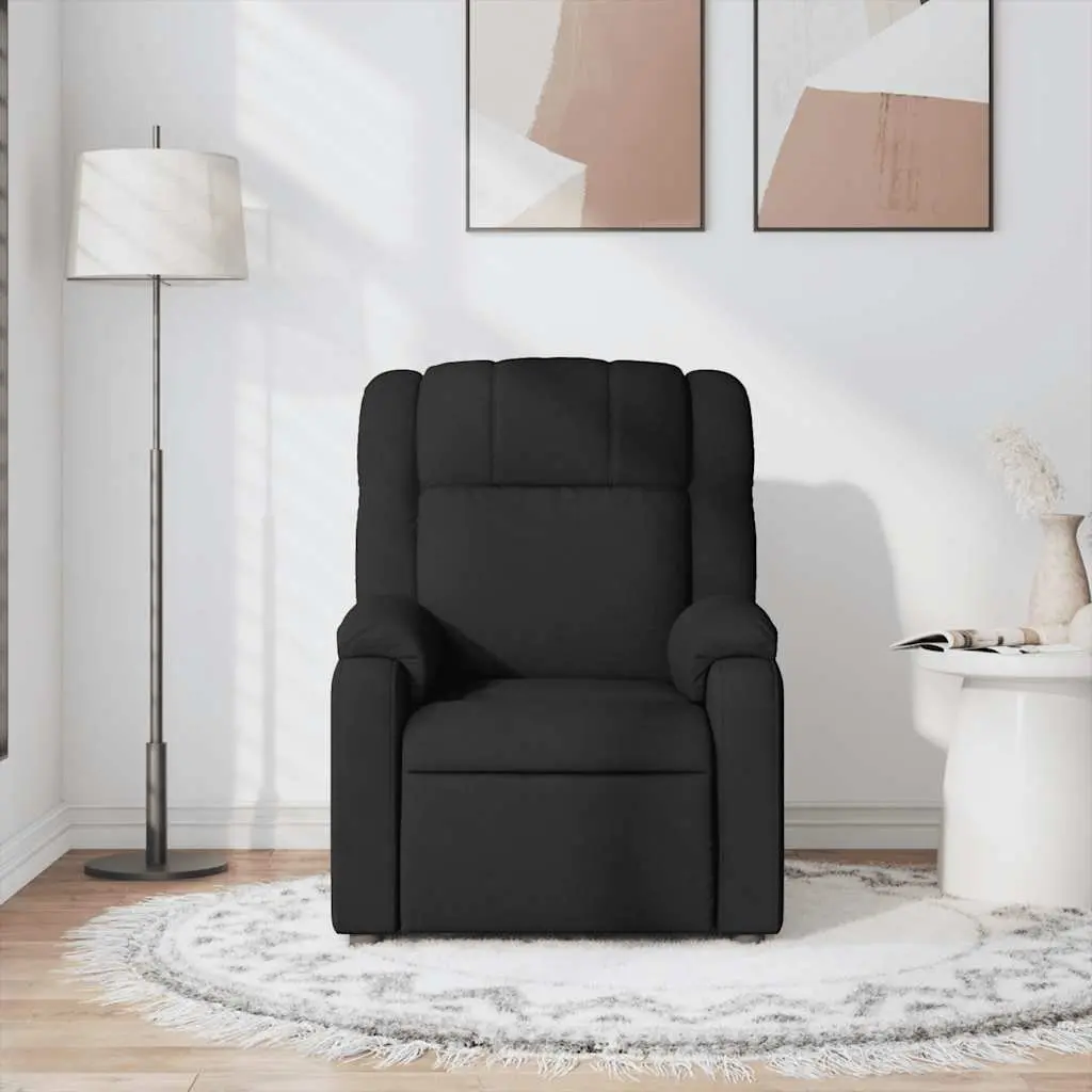 Massage Recliner Chair for Living Room Black Fabric Manual Vibration Lounge Seat
