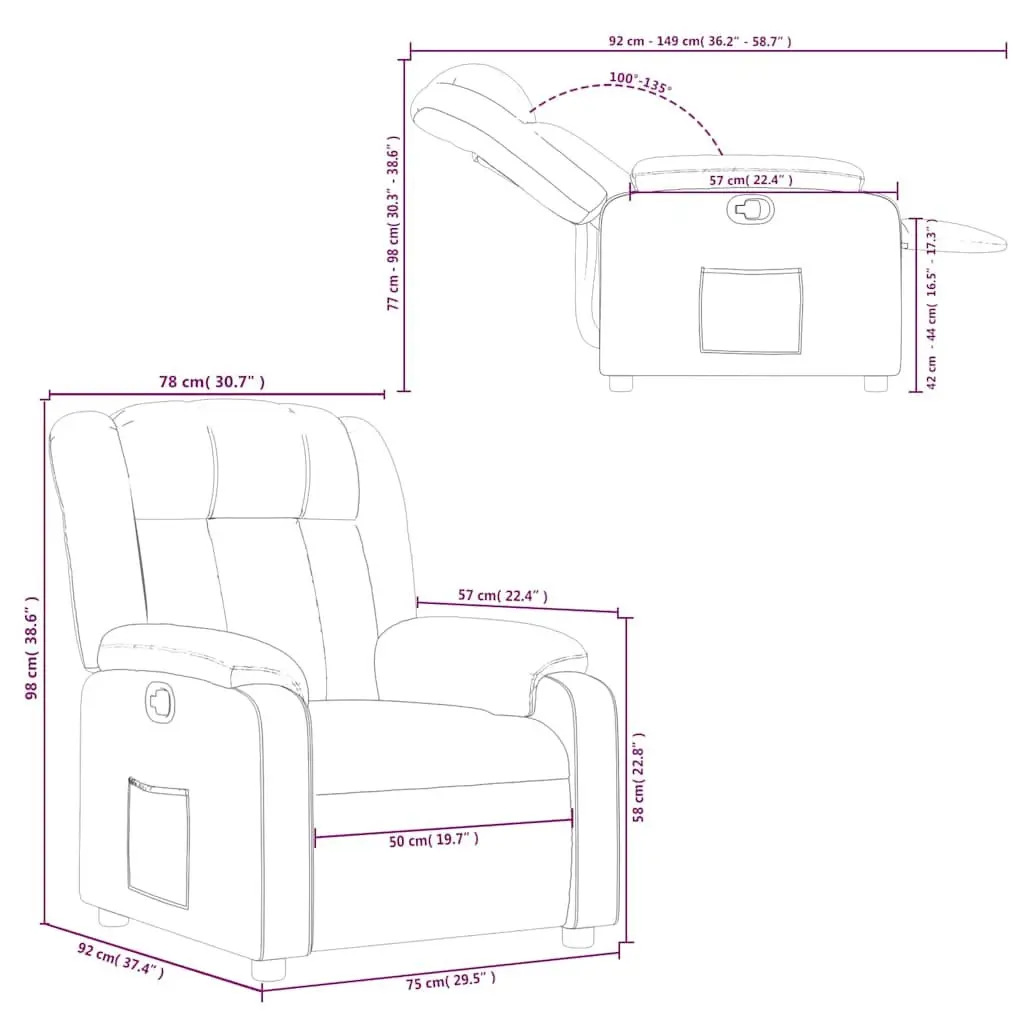 Recliner Chair Manual Reclining Armchair for Living Room Dark Grey Fabric