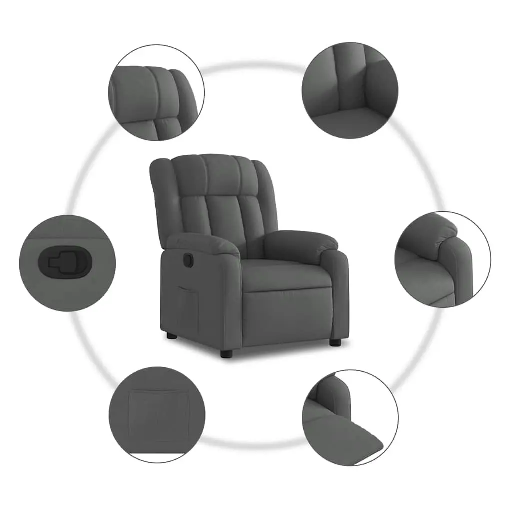 Recliner Chair Manual Reclining Armchair for Living Room Dark Grey Fabric